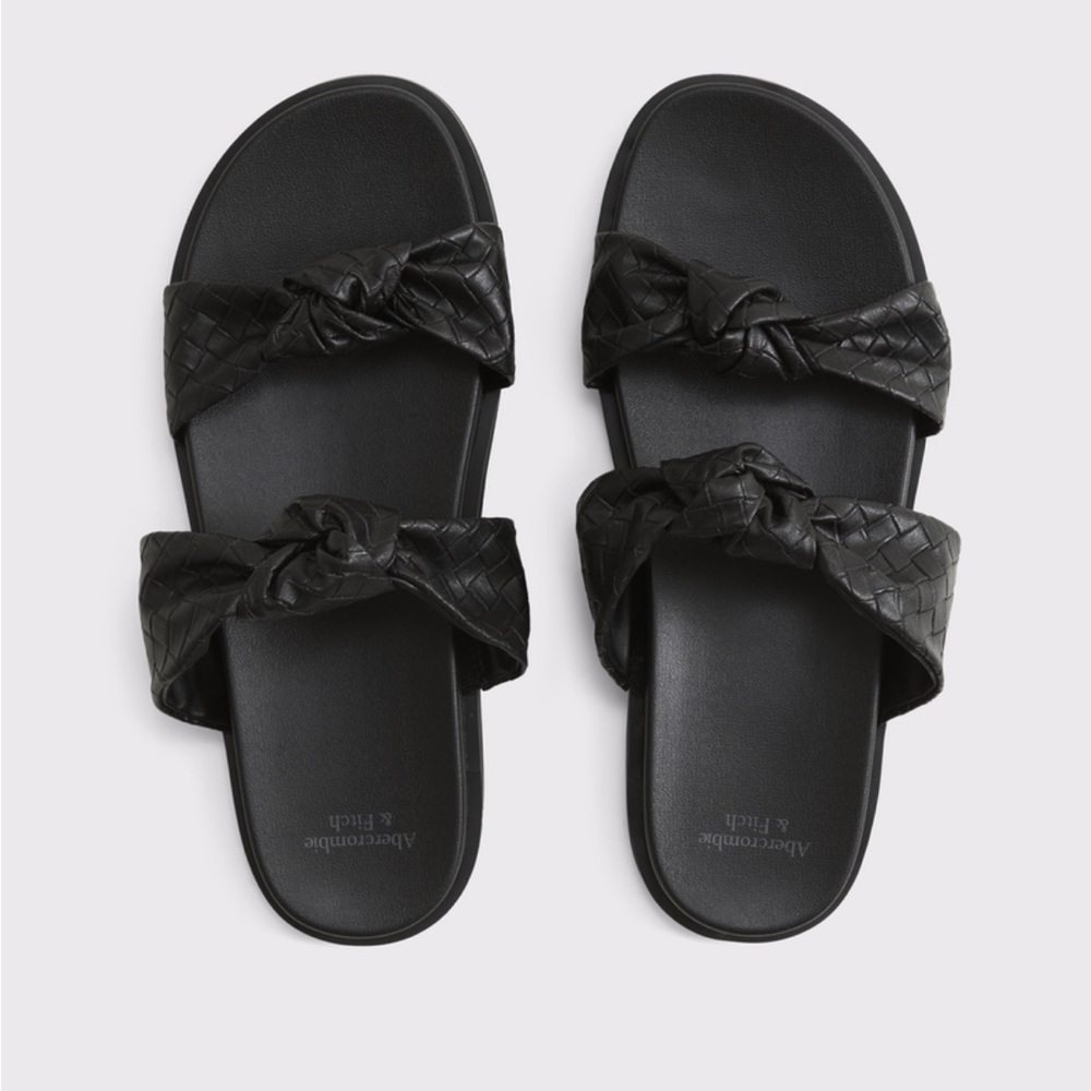 Abercrombie & Fitch Black Double knotted Slide Sandals size 10 NIB